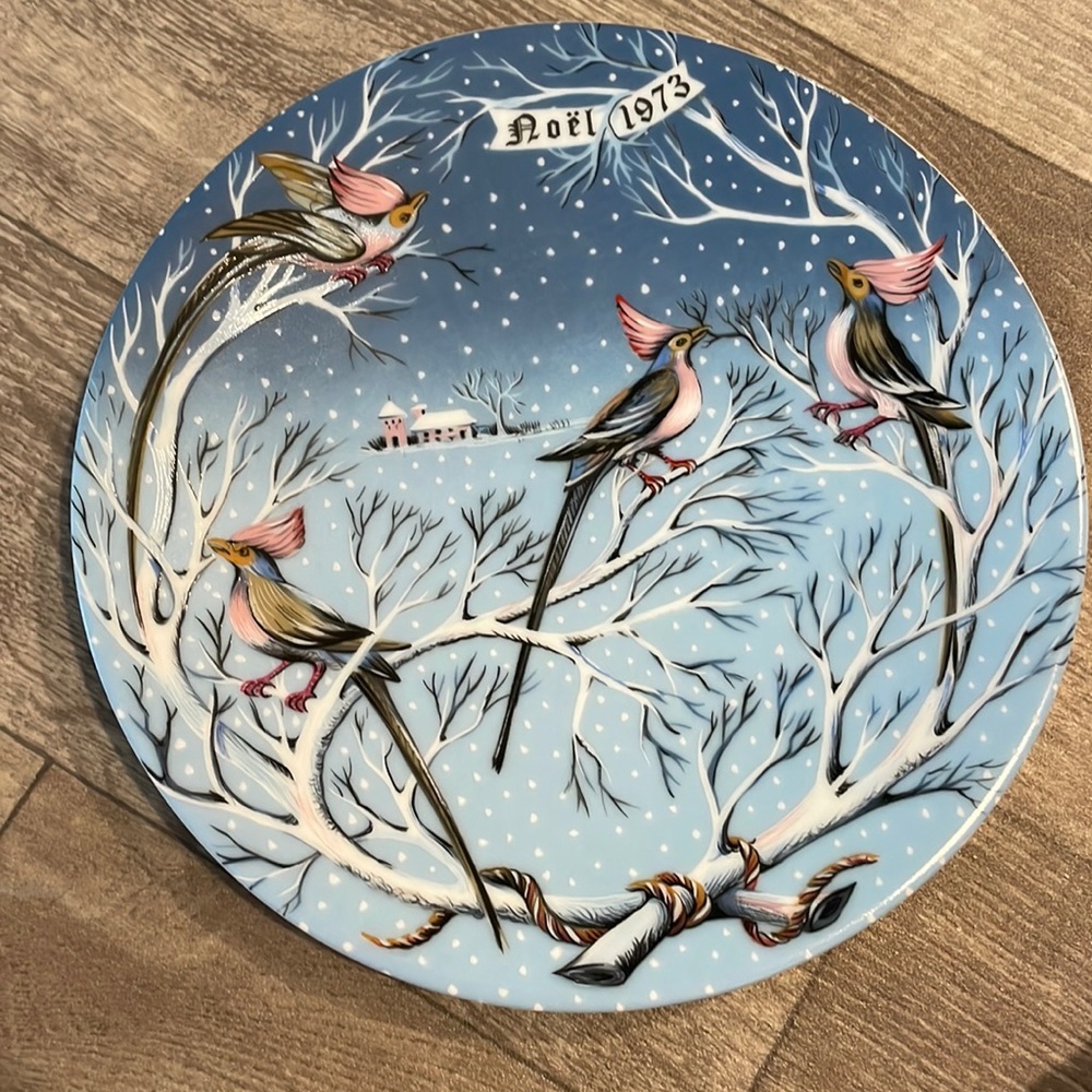 Vintage 12 Days of Christmas Haviland Limoges Four Coly Birds Noël 1973 Signed.